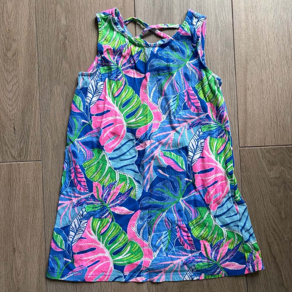 Lilly Pulitzer Kids Kristen Swing Dress Blue Grotto Beleaf In Yourself Size S